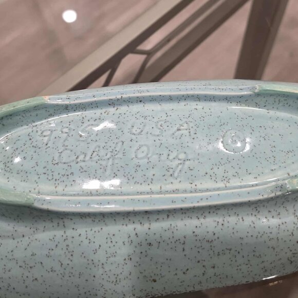 Vintage Ceramic Plate J&S U.S.A. Calif Orig. - Mid-Century (MCM), Sky Blue Glaze - Picture 5 of 13